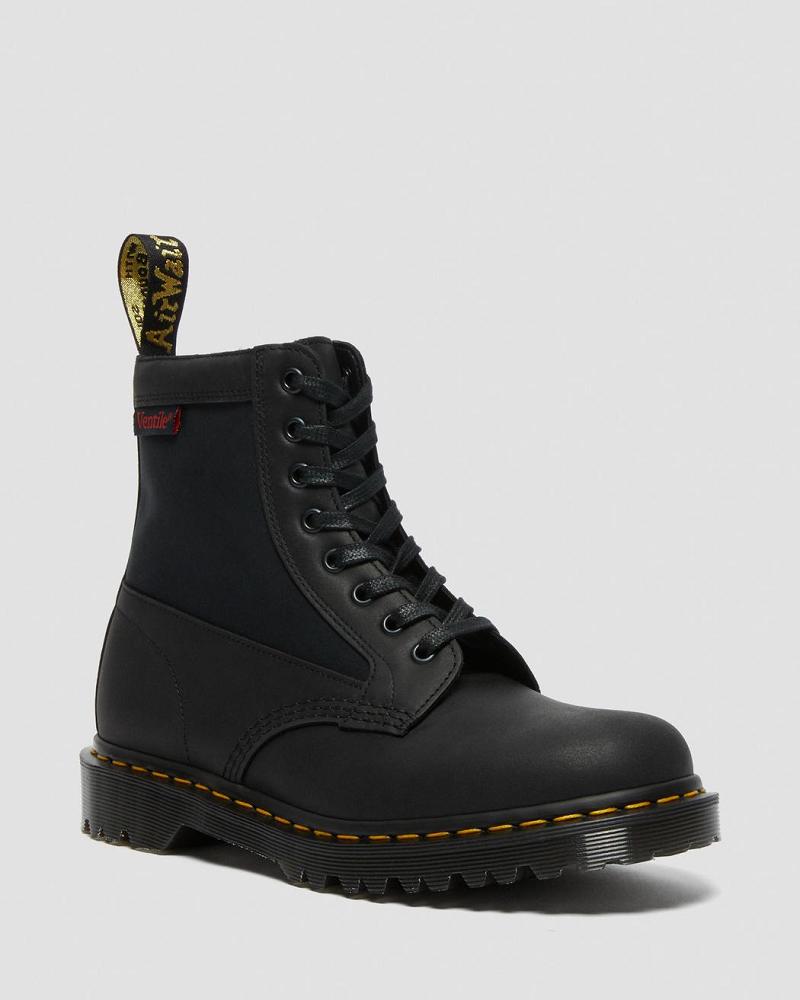 Women\'s Dr Martens 1460 Panel Made in England Leather Lace Up Boots Black | AU 173CTV